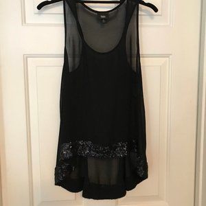 NWOT MOSSIMO Top Sheer Black Sequin Racerback S/P